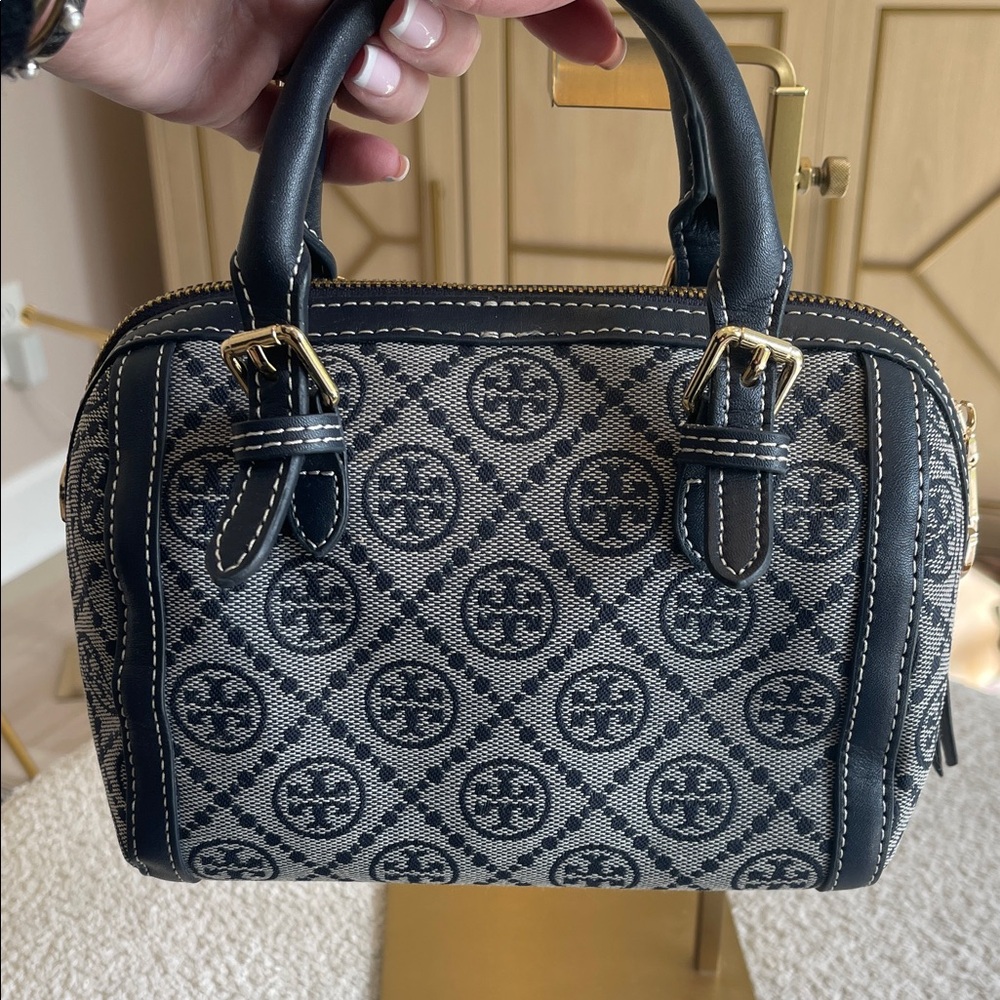 Tory Burch Dark Blue T-Monogram Satchel - Picture 5 of 7
